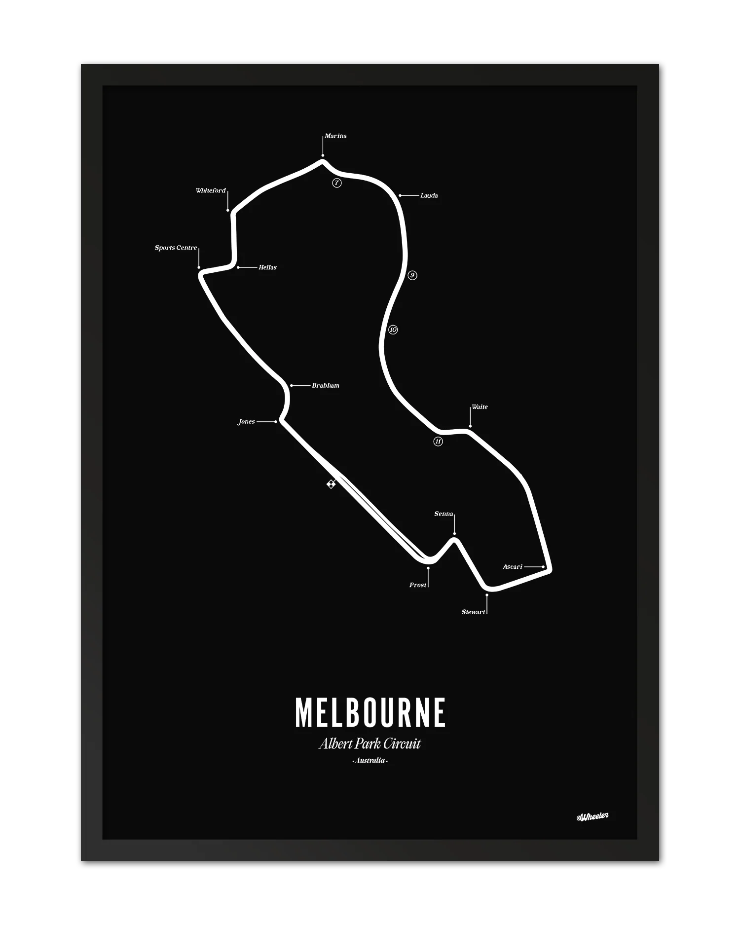 Melbourne F1 Circuit Print - Black
