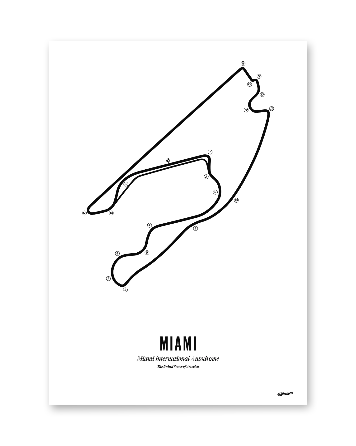 Miami F1 Circuit Print - White - Image 2