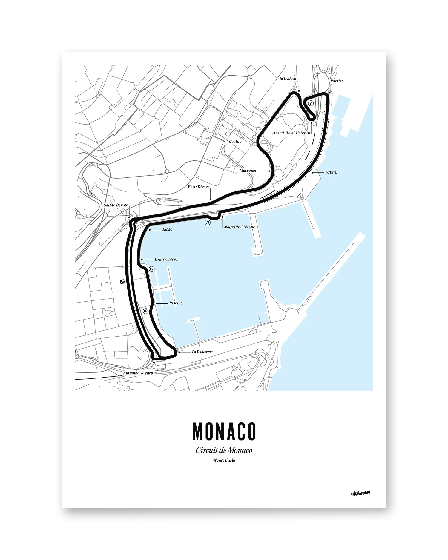 Monaco F1 Circuit Print - White Map - Image 2