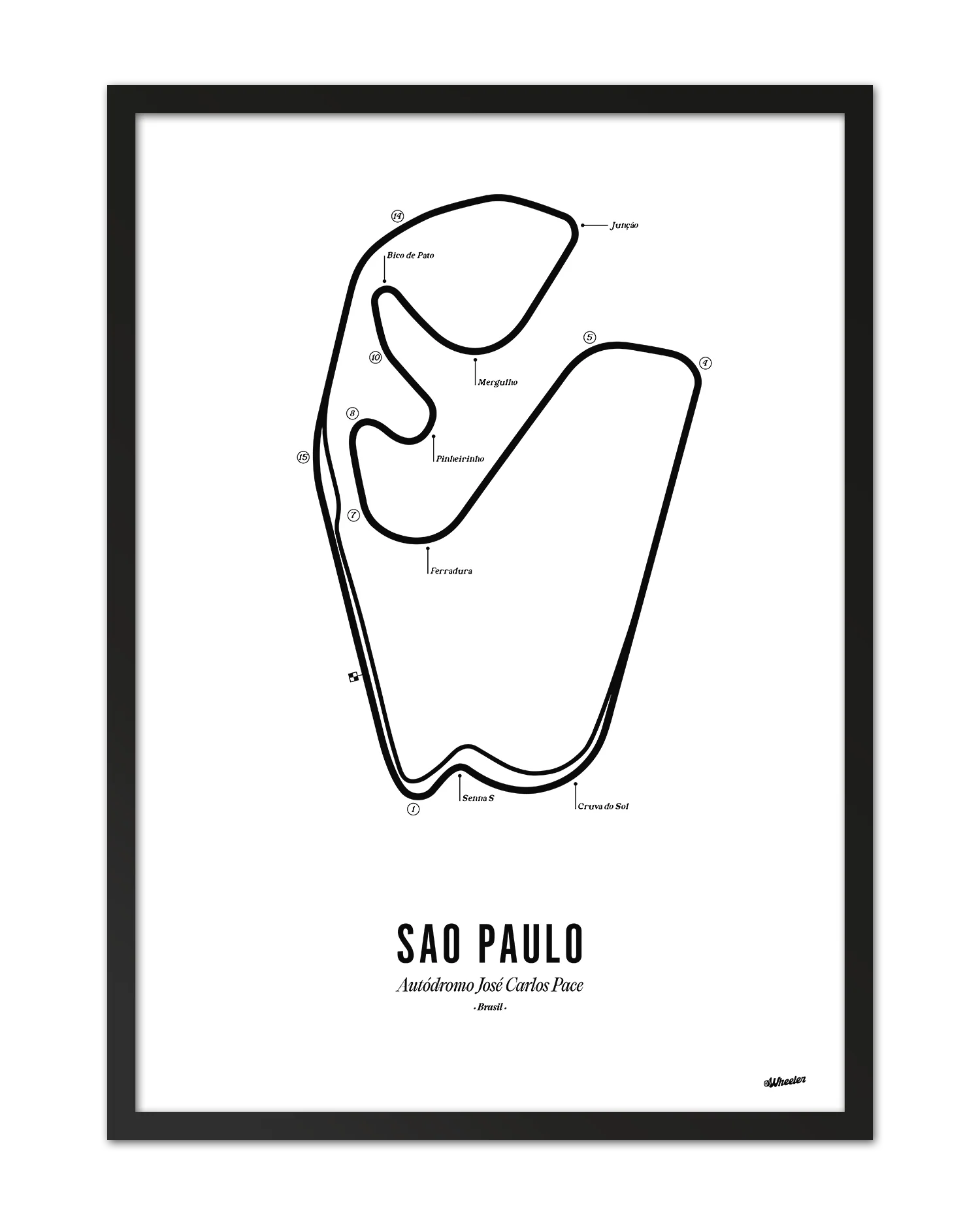 Sao Paulo F1 Circuit Print - White